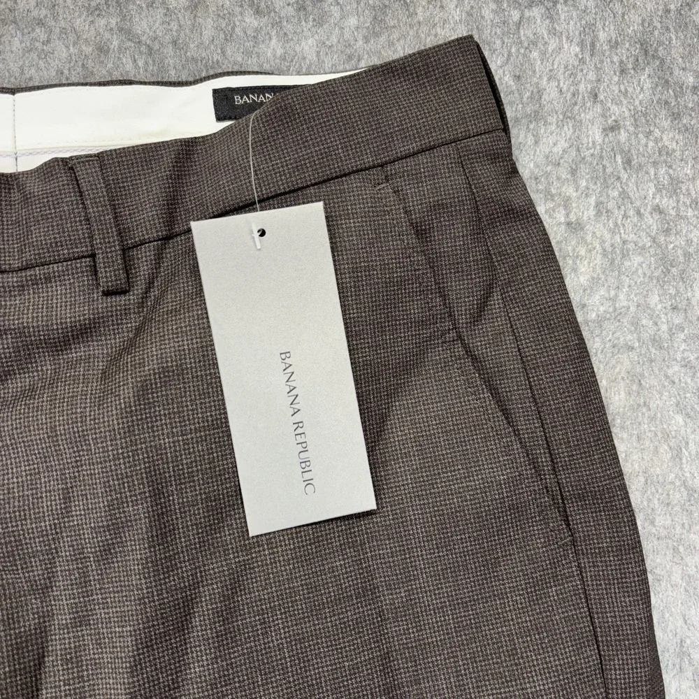 Banana Republic Pants Men's 32x30‎ Slim Fit Micro Houndstooth Brown New